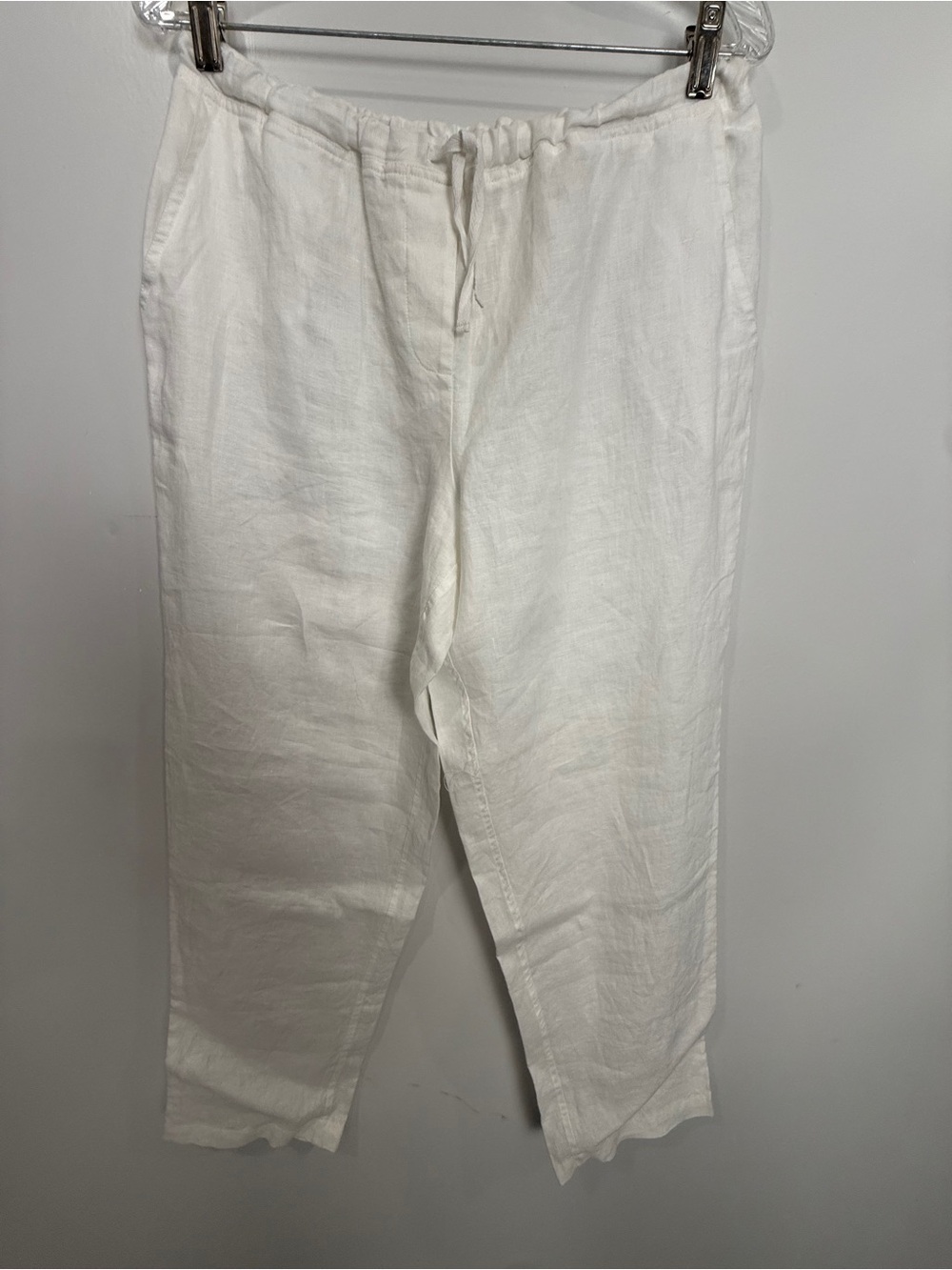 White Linen Drawstring Pants
